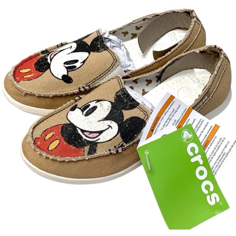 Disney Melbourne Mickey Mouse Slip On Canvas Crocs Women’s Size 6 New With Tags